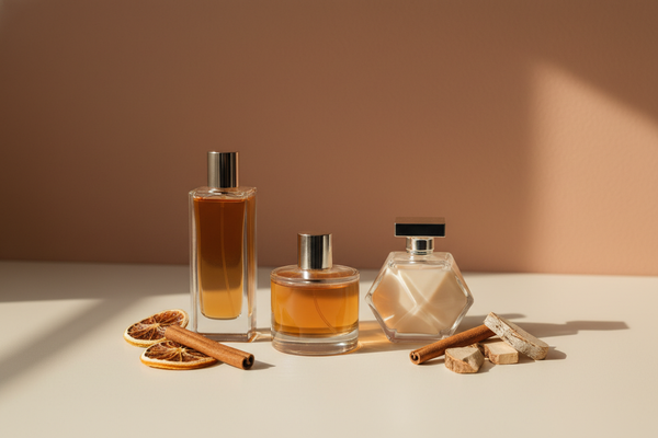 Winter-Inspired Perfumes with warm tones and minimal bottles
